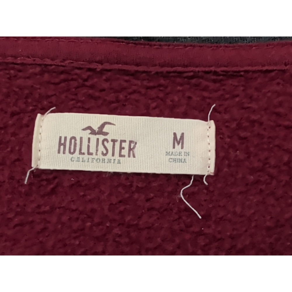 Hollister Hoodie Jacket Women‎ M Burgundy Gray Y2K Spellout Preppy Academia - Picture 6 of 10